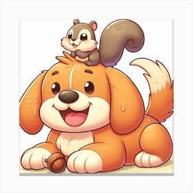 Cartoon Dog And Squirrel 3 Canvas Print