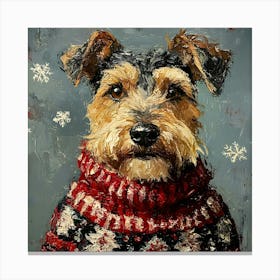 Airedale In Christmas Sweater 3 Canvas Print