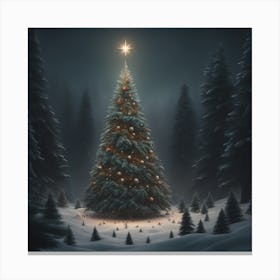 Christmas Tree In The Forest 59 Canvas Print