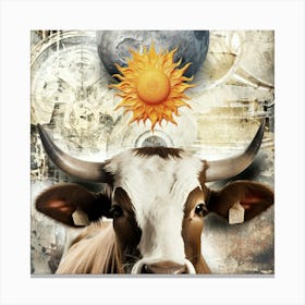 Cow Narure Illustration Art 03 Canvas Print