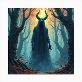 Demon Soul Amidst A Watercolor Twisted Forest 1 Canvas Print