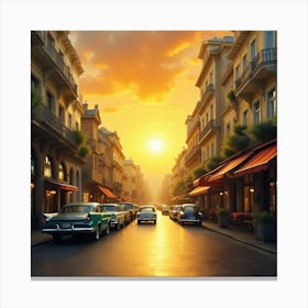 Sunset In Havana Canvas Print