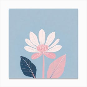 A White And Pink Flower In Minimalist Style Square Composition 483 Canvas Print