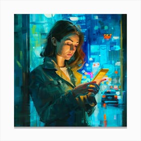 Night City Girl Canvas Print