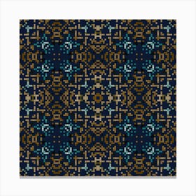 Blue And Gold Cross Stitch Pattern Canvas Print