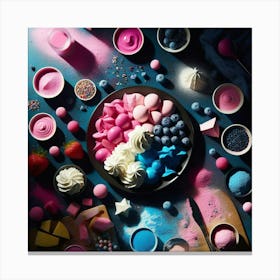 Pink And Blue Desserts Canvas Print