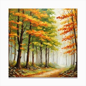 Forest In Autumn In Minimalist Style Square Composition 57 Canvas Print