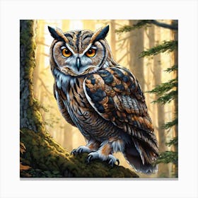 Owl In The Woods 59 Canvas Print