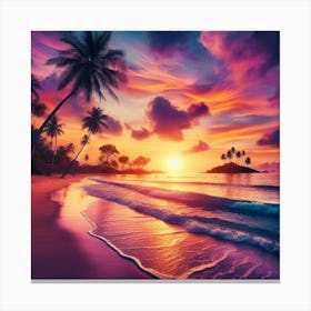 Sunset On The Beach Canvas Print