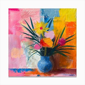 Flowers In A Blue Vase Canvas Print