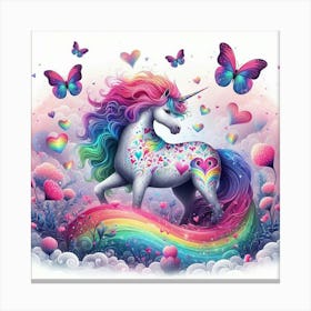 Unicorn With Butterflies Canvas Print