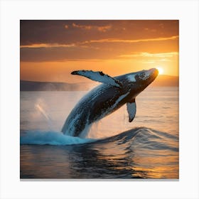 Humpback Whale Jumping Out Of The Water 4 Canvas Print