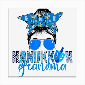 Happy Hanukkah Grandma Messy Bun Jewish Christmas Pajama Canvas Print