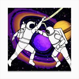 Two Astronauts Fighting In Space 1 Canvas Print