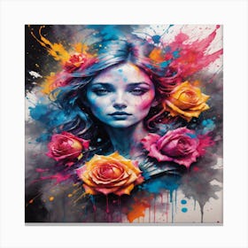 Girl With Roses Canvas Print