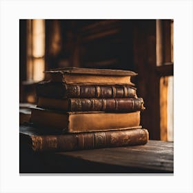 Old Books On A Table Canvas Print