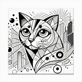 Stripeshadow City Cat Canvas Print