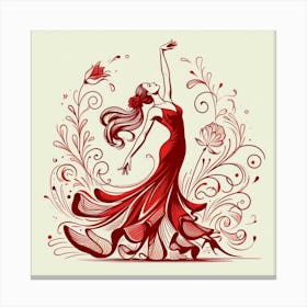 Line Art Flamenco Dancer 8 Canvas Print