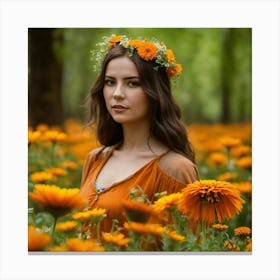 Girl In The Forest Canvas Print