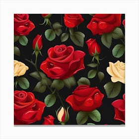 Seamless Pattern With Roses Canvas Print