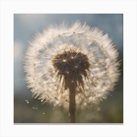 A Blooming Dandelion Blossom Tree With Petals Gently Falling In The Breeze 2 Canvas Print