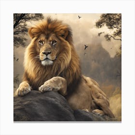 Lion In The Forest Canvas Print