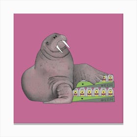 Weekend Walrus Square Canvas Print