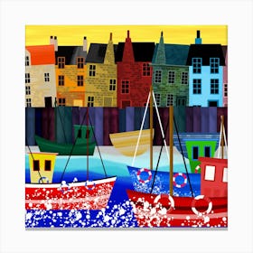 Colourful Fishing Town Canvas Print