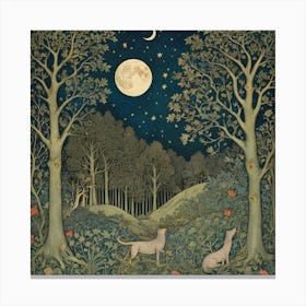 William Morris Print Night Forest Moon Poster Vintage 1 1 Canvas Print