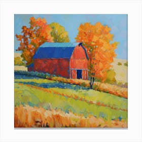 Red Barn In Fall 4 Canvas Print