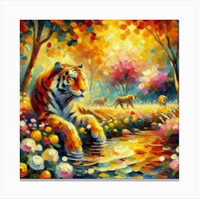 Tiger In The Forest impressionism Canvas Print