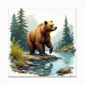 Brown Bear In The Forest 1 Canvas Print