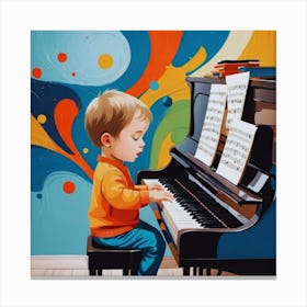 Boy Playing Piano Canvas Print
