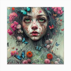 'The Girl With Butterflies' Canvas Print