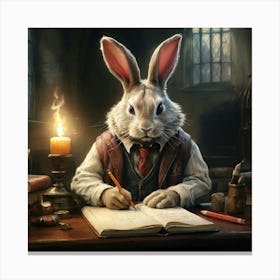 Rabbit At The Library Canvas Print