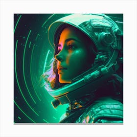 Space Girl In Spacesuit Canvas Print