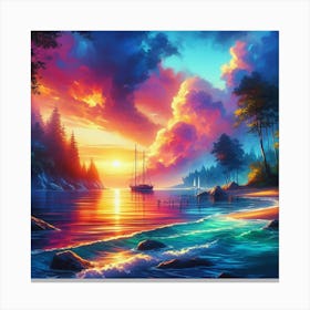 Sunset At The Beach 3 Canvas Print