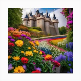 Flowers and castle Canvas Print