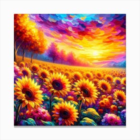 Sunflowers At Sunset 2 Canvas Print