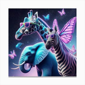 Giraffes And Butterflies 2 Canvas Print