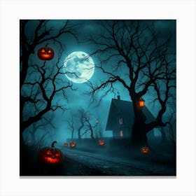 Halloween Pumpkins On The Road Canvas Print