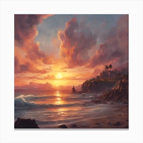 Sunset At The Beach Canvas Print