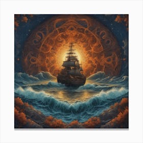 Ship In The Ocean Canvas Print