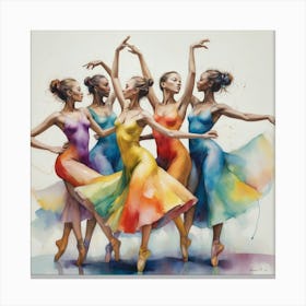 Figurative Multicolor Dancers Art Print 2 Canvas Print