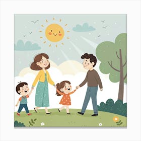 Happy Family In The Park 1 Canvas Print