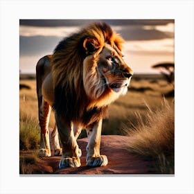 Lion In The Savannah 19 Canvas Print