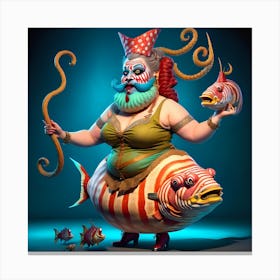 Circus Freak Show Fish (Series) Bearded Woman Canvas Print