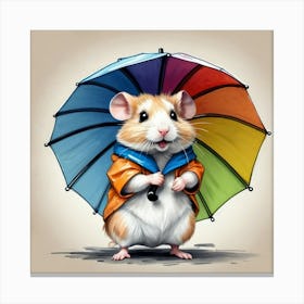 Hamster With Umbrella 2 Canvas Print