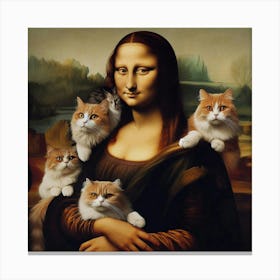 Mona lisa with Cats Canvas Print