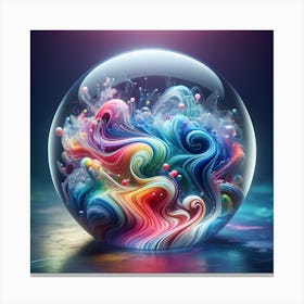 Crystal Ball With Colorful Water Moving Inside All In Ethereal Light Canvas Print